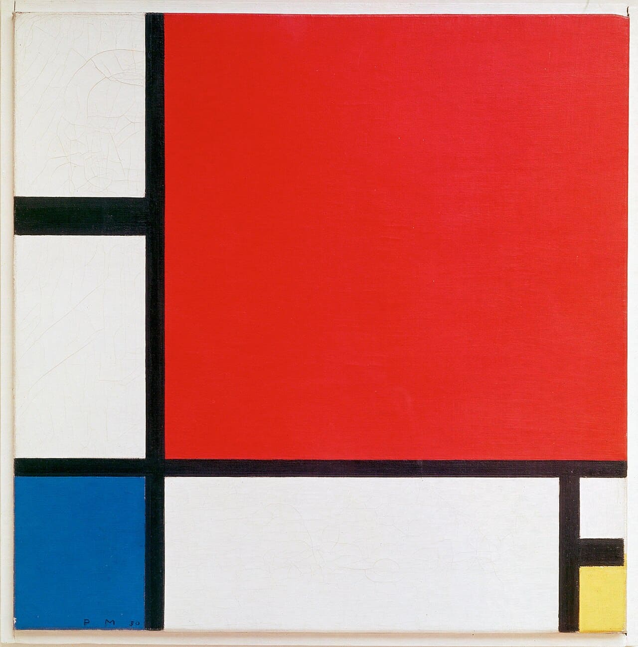 피트 몬드리안, 빨강·파랑·노랑의 구성 II(Composition II in Red, Blue, and Yellow), 1930, 캔버스에 유화, 쿤스트하우스 취리히 소장