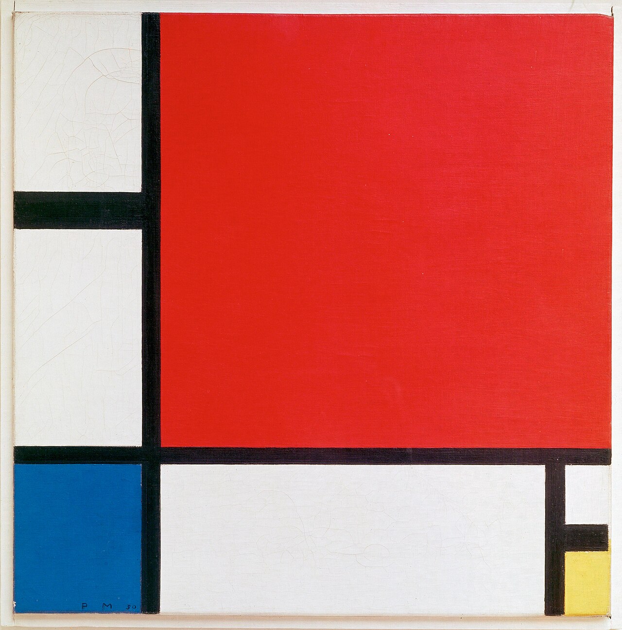 피트 몬드리안, 빨강·파랑·노랑의 구성 II(Composition II in Red, Blue, and Yellow), 1930, 캔버스에 유화, 취리히 쿤스트하우스 소장