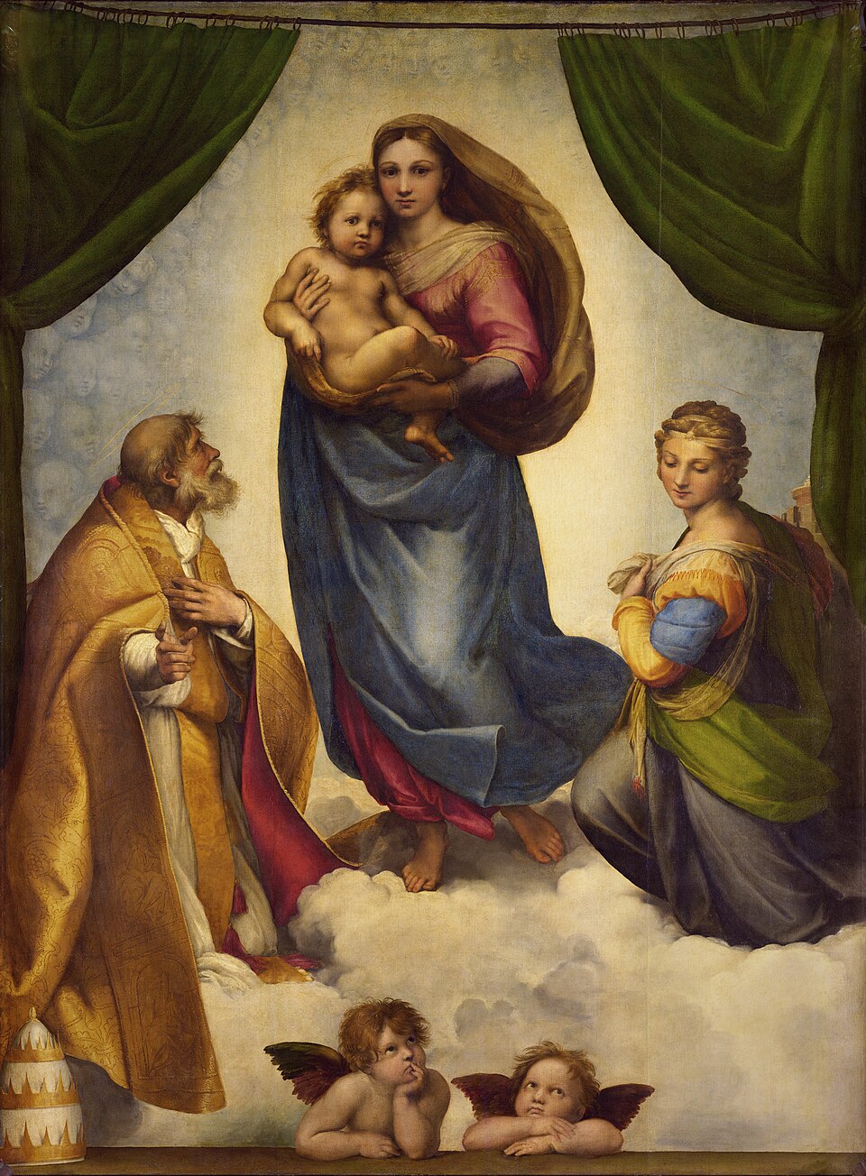 라파엘로 산치오, 시스티나의 성모(Madonna Sistina), 1512~1513, 캔버스에 유채, 드레스덴 알테 마이스터 회화관 소장