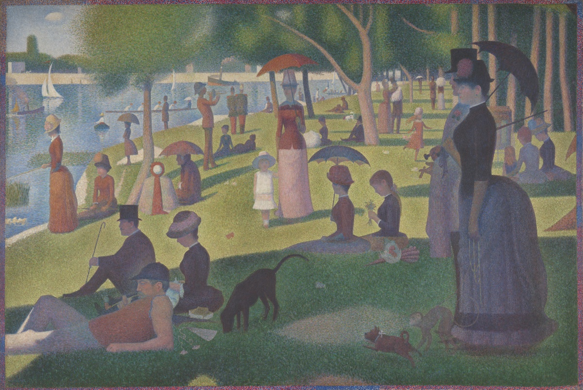 조르주 쇠라, 그랑드 자트 섬의 일요일 오후(Un dimanche après-midi à l'Île de la Grande Jatte), 1884~1886, 유화, 시카고 미술관 소장